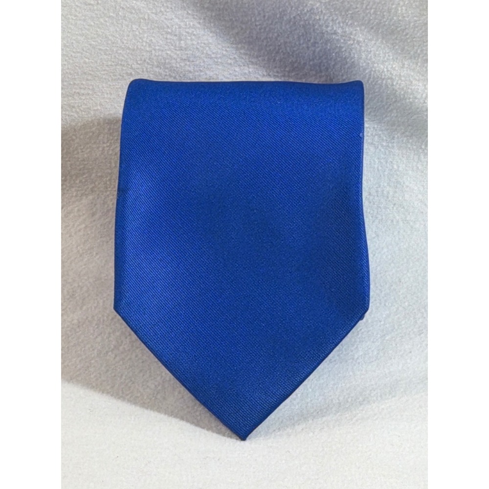 Tommy Hilfiger Mens Royal Blue 100% Silk Ribbed Solid Necktie RN 121148